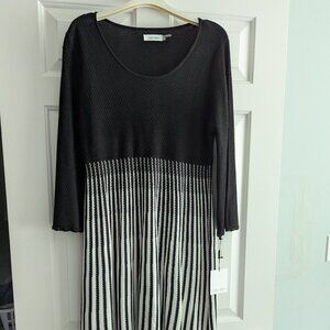 Calivin Klein Black & White Vertical Stripe Sweater Dress - NWT - Size XL